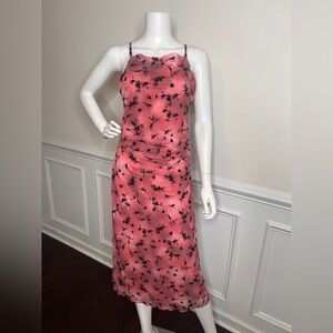 Women’s Flocked Mesh Midi Slip Dress Wild Fable Pink/Black, M